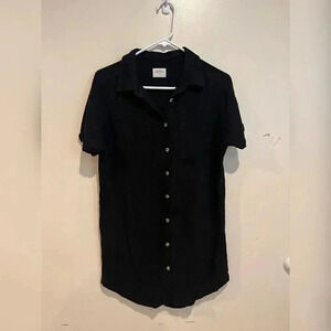 Attu Clothing Black Linen Button Up Blouse/Dress